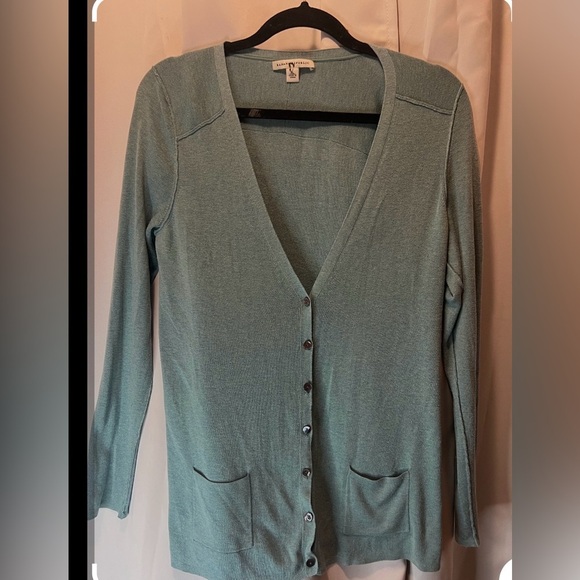 BANANA REPUBLIC 720412 Green Silk Long Sleeve Button Cardigan SIZE XL - Picture 2 of 5